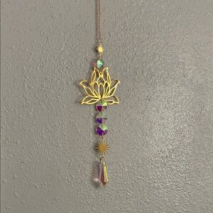 Lotus Crystal Sun Catcher Hanging Decorations - Gold & Iridescent